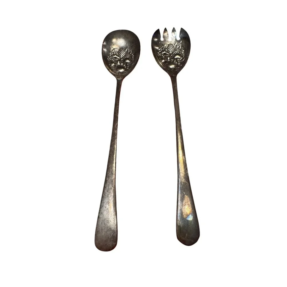 VTG Sheffield England Silver Plated Serving Set Fork & Spoon 9 Inch EPNS ENGLAND
